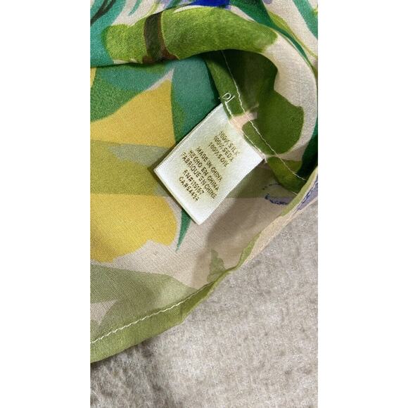 Jenny Han Colorful Watercolor Floral Blouse Sz XS 100% Silk Oversized Semi-Sheer - Picture 6 of 11